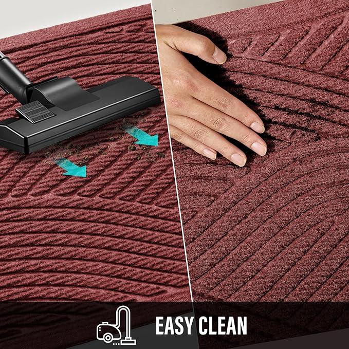 HIYARD Sturdy Front Door Mat, Absorbent Muddy Dirt Resist Welcome Door Mats