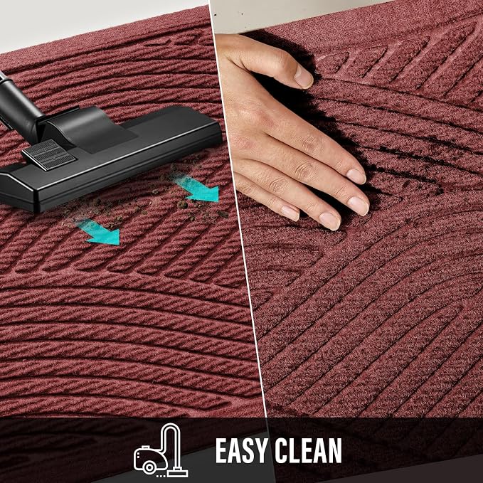 HIYARD Sturdy Front Door Mat, Absorbent Muddy Dirt Resist Welcome Door Mats