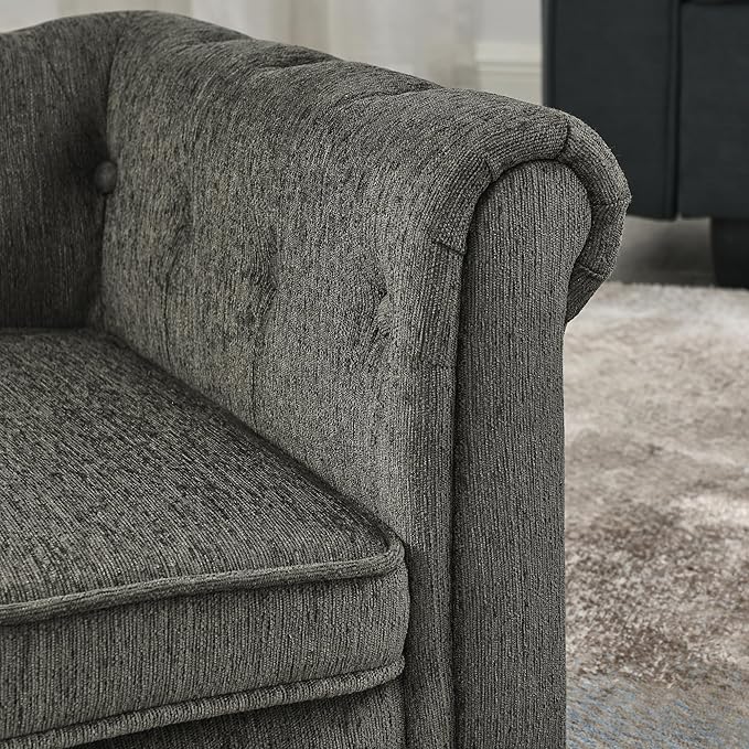 38.9" Elevated Dog Sofa with Button‑Tufted Backrest & Rolled Armrests, Pet Couch Bed with Removable Soft Cushion, Comfortable Upholstery Raised Dog Bed with Thick Padding for Living Room,Bedroom
