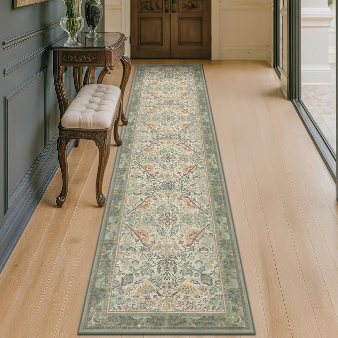 Vintage Sage Runner Rugs for Hallways