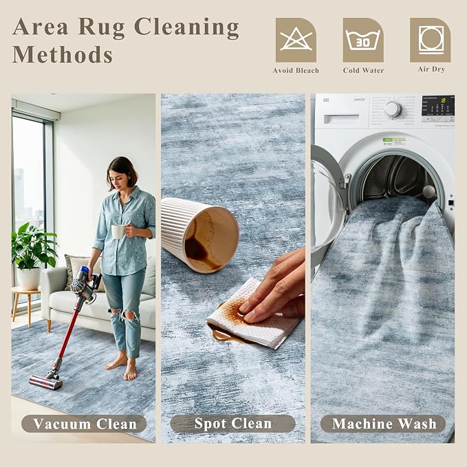 Extra Large Living Room Rug 12x18ft Washable Modern Abstract Neutral Oversize