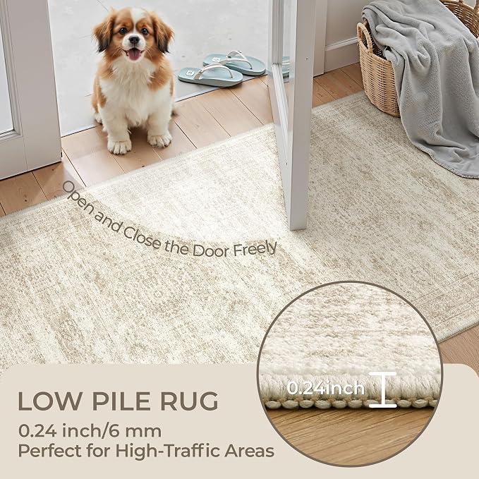 2x3 Half Circle Rug for Entryway, Washable Half Round Rugs