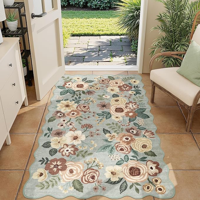 DUKINO 3x5 Area Rug, Floral Non-Slip Indoor Washable Rug