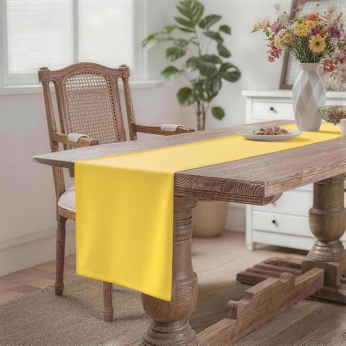 MEANMOY Yellow Table Runner 36 Inches Long Waterproof Table Runners | Washable