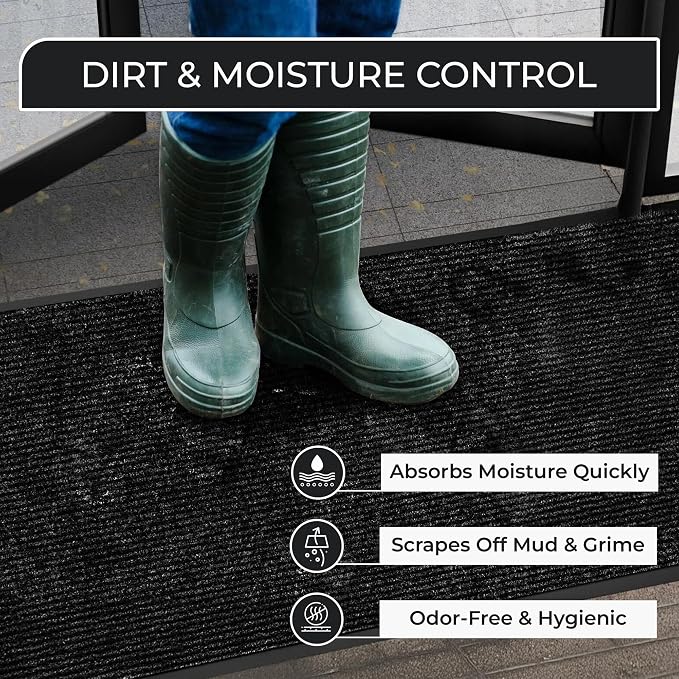 Commercial Door Mat 4'x8' Black, Heavy Duty Industrial Floor Mat