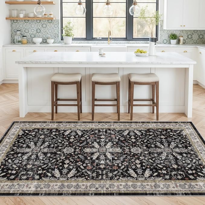 4x8 Rug Washable for Entryway Kitchen – Non-Slip Rubber Backed Area Rug for