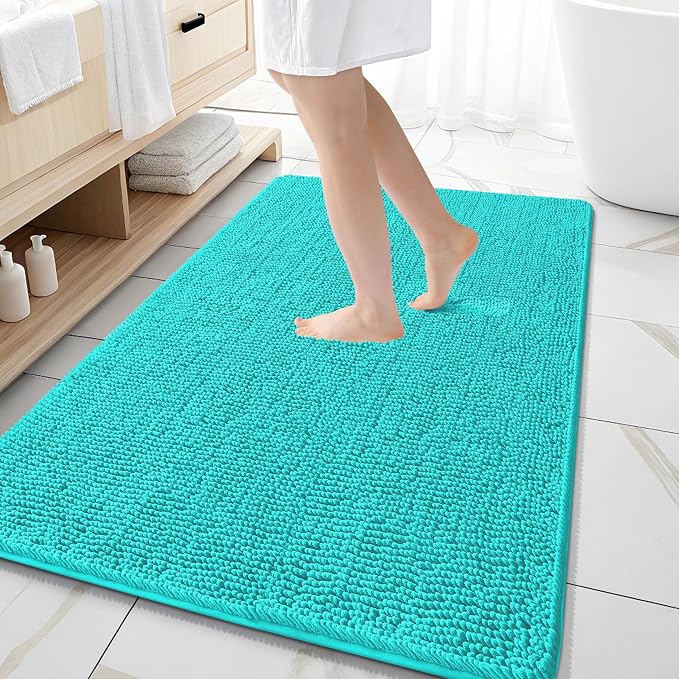 OLANLY Large Bathroom Rugs 59x35, Extra Soft Absorbent Chenille Bath Rugs