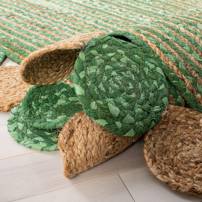 SAFAVIEH Cape Cod Collection 8' x 10' Green / Natural CAP201Y Handmade Boho