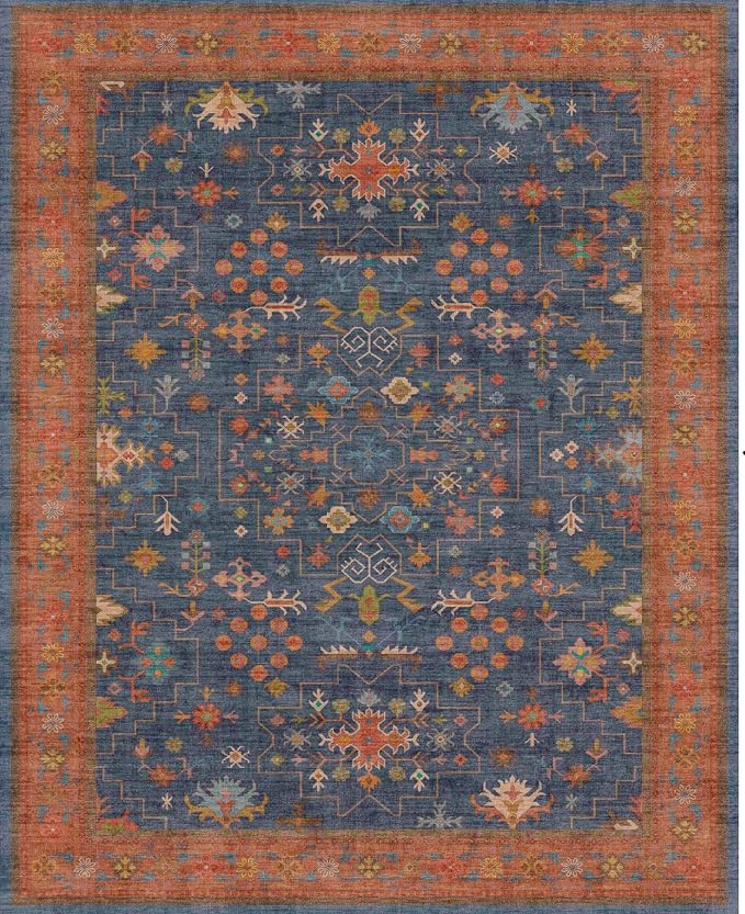 Navy Blue Washable 10 ft Long Runner