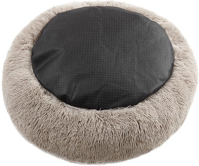 Juicy Couture Devon Faux Fur Large Taupe Round Pet Bed for Dogs and Cats