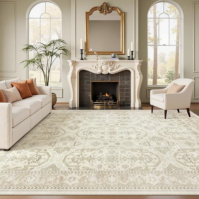 Soalmost Area Rug 10x12 Vintage Washable Living Room Large Carpet Non Slip
