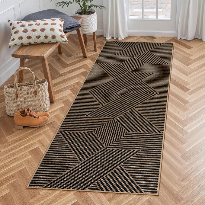 Lahome Enfys Modern Geometric Runner Rug, 2x6 Washable Rug Runners