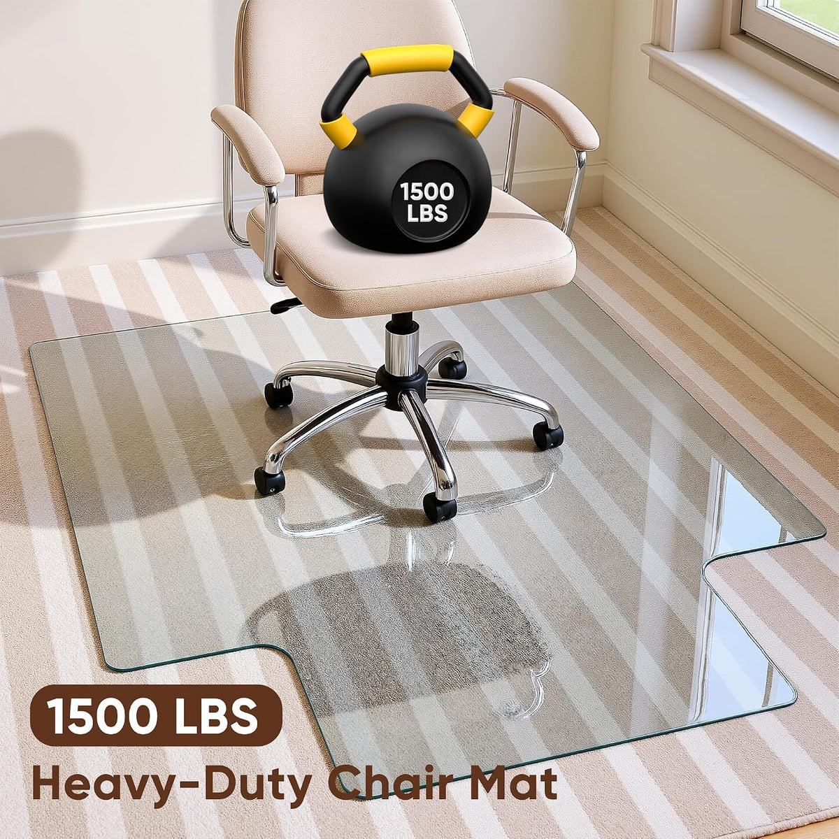 Antok 36"x48" Irregular Tempered Glass Chair Mat for Carpet & Hardwood