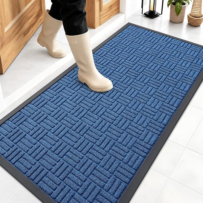 OLANLY Front Door Mat Outside Entrance 47x23, Heavy Duty Sturdy Natural Rubber