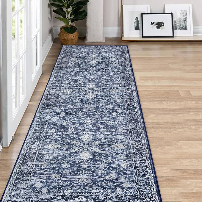 KILOCOCO Hallway Runner 2x7 Rug Runner Printed Vintage Floral Washable Kitchen