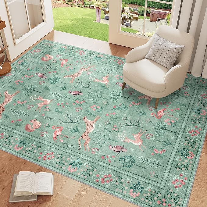 DUKINO 3x5 Rug, Washable Animal Area Rug