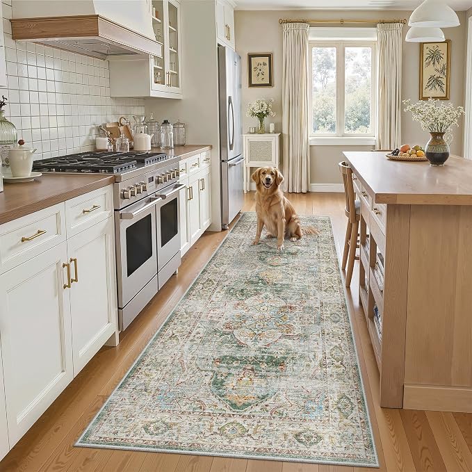 Madane Runner Rug 2'6''x8' Kitchen Runner, Hallway Runner Printed Vintage