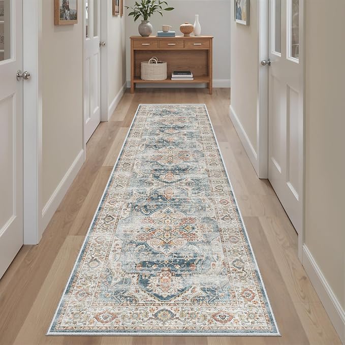 Madane Runner Rug 2x8, Washable Hallway Runner Rugs, Non-Slip Low-Pile Soft