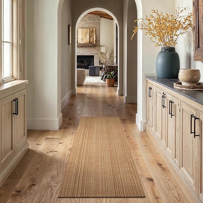 MatEssenz 2x5 Cotton Blend Runner Rug, Machine Washable Boho Woven Hallway Rug