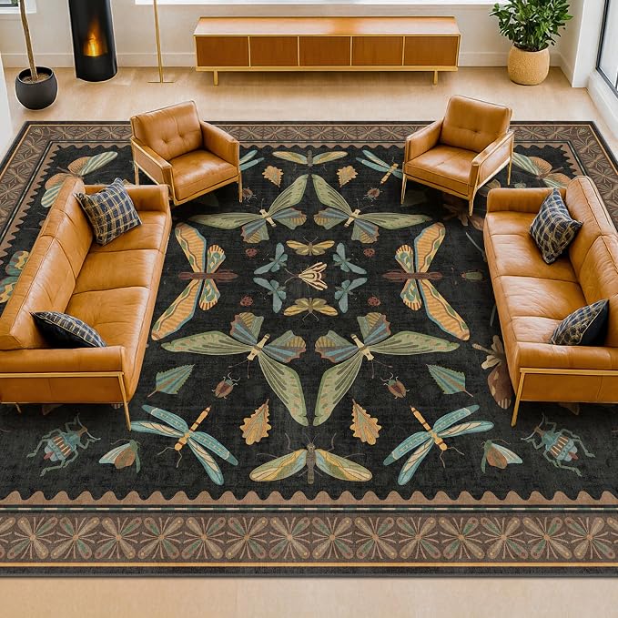 Hazo Haus Large Black Rug for Living Room