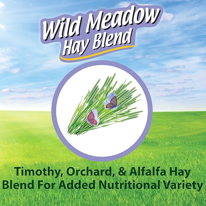 Kaytee All Natural Timothy Hay Wild Meadow Hay Blend for Guinea Pigs, Rabbits & Other Small Animals, 24 Ounce (Pack of 2)