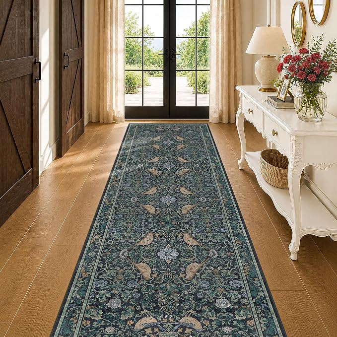 Vintage 3x12 Wide Hallway Runner Rug, Washable Extra Long Runner Rugs