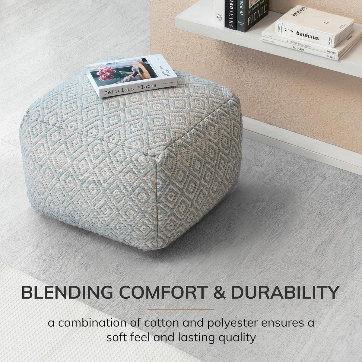 Anji Mountain 16" H x 22" W Handmade Pouf Ottoman for Living Room & Couch