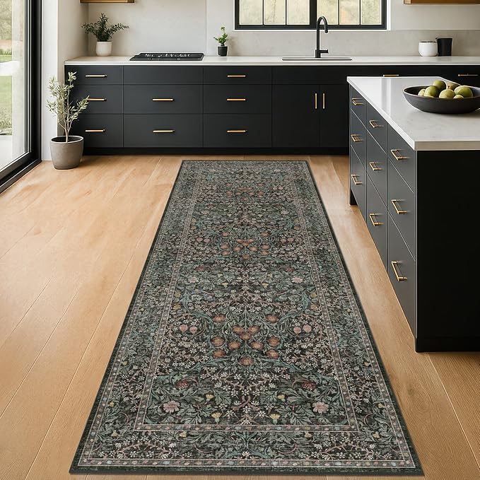 Non Slip 2x6 Kitchen Runner Rug Washable, Rubber Backed Bathroom Runner