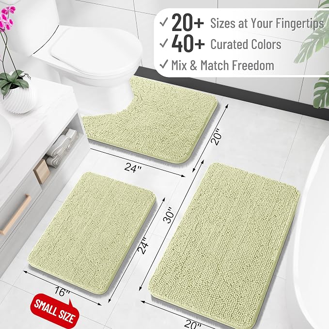 OLANLY Bathroom Runner Rugs 47x24, Soft Absorbent Chenille Bath Rugs, Rubber