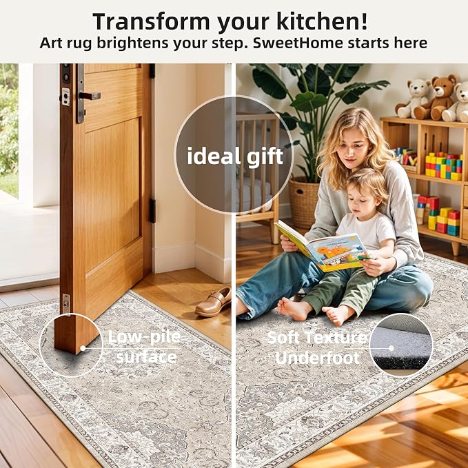 2-Piece Kitchen Runner Rug Set: Washable Non-Slip Floor Mats