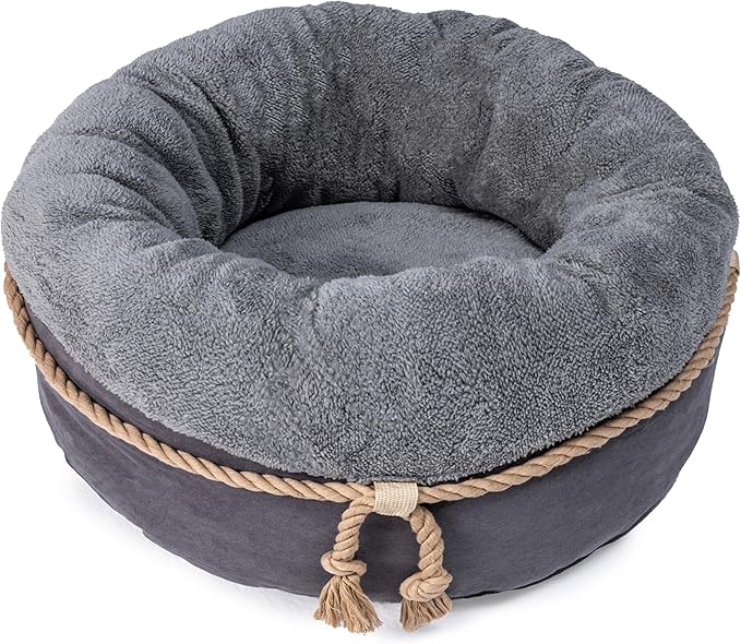 pesen Cat Bed & Small Dog Bed with Supportive Walls, Thick Bottom, Calming Donut Shape, Soft Durable Fabric, 20x20x10 Cat Beds for Indoor Cats