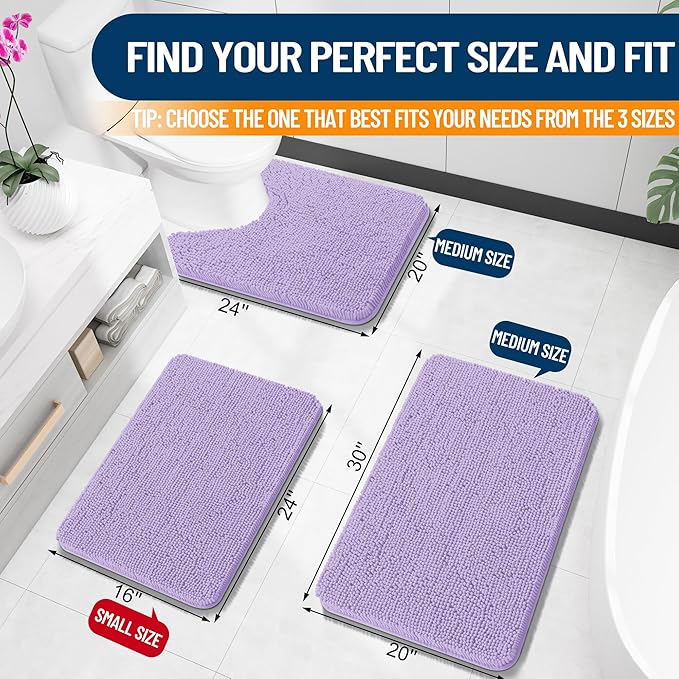 OLANLY Small Bathroom Rugs 24x16, Extra Soft Absorbent Chenille Bath Rugs