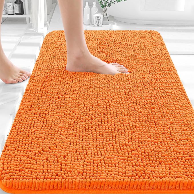 OLANLY Bathroom Rugs 30x18, Extra Soft Absorbent Chenille Bath Rugs, Rubber
