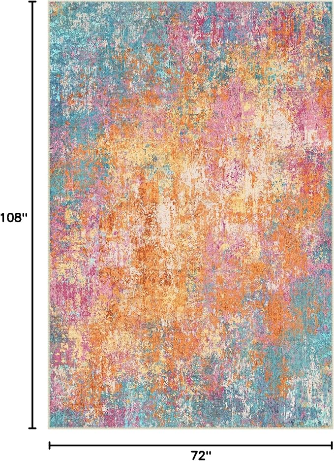 RELEANY Washable Area Rugs 6'x9' Non-Slip Modern Abstract Soft