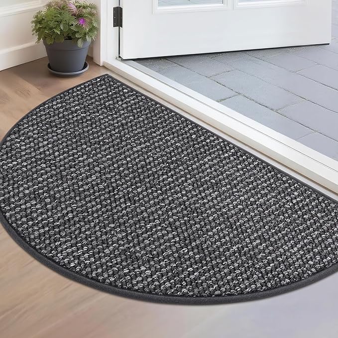 BEQHAUSE Dirt Trapper Door Mat 17" x 30" Half Circle Non-Slip Washable Doormats