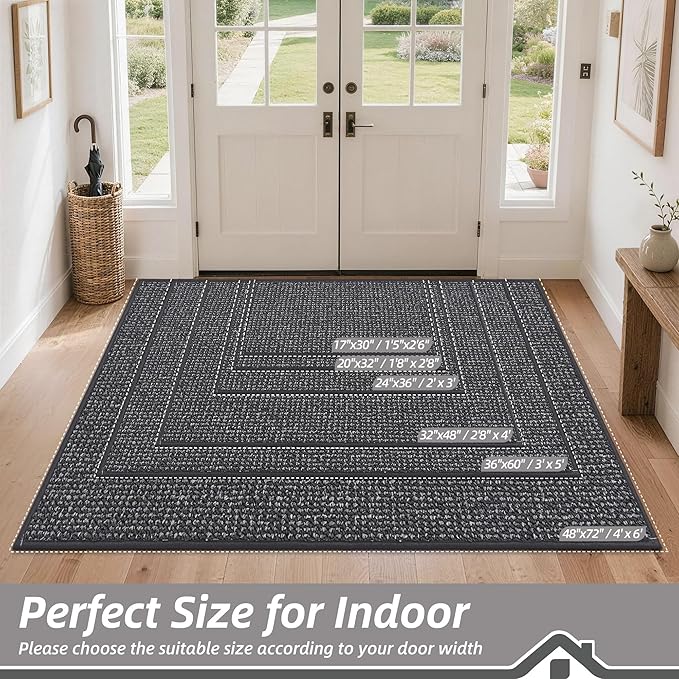 BEQHAUSE Dirt Trapper Door Mat 24" x 36", Non-Slip Washable Doormats Entrance