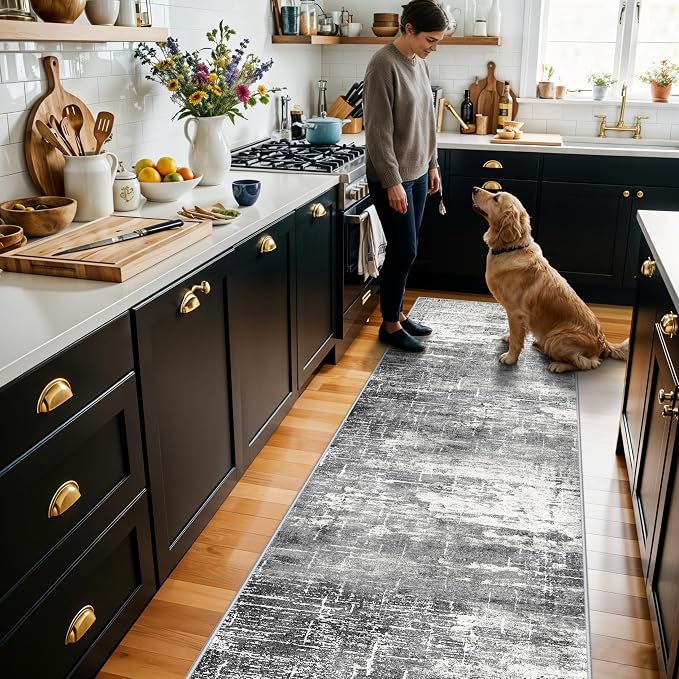 2x8 Washable Hallway Runner Rug: Abstract Stain Resistant Kitchen Rugs