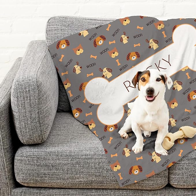 Prints Next Day – Custom 60" x 80" Sherpa Pet Lightweight Blanket with Name - Gift for Dog or Cat Owners - Personalized Couch Throw - Puppy Patterned - Printed in America