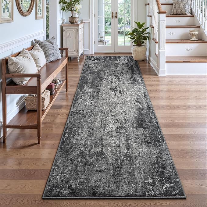 2x8 Black Rug Runners for Hallways Kitchen Runner Rug Non Slip Washable Black
