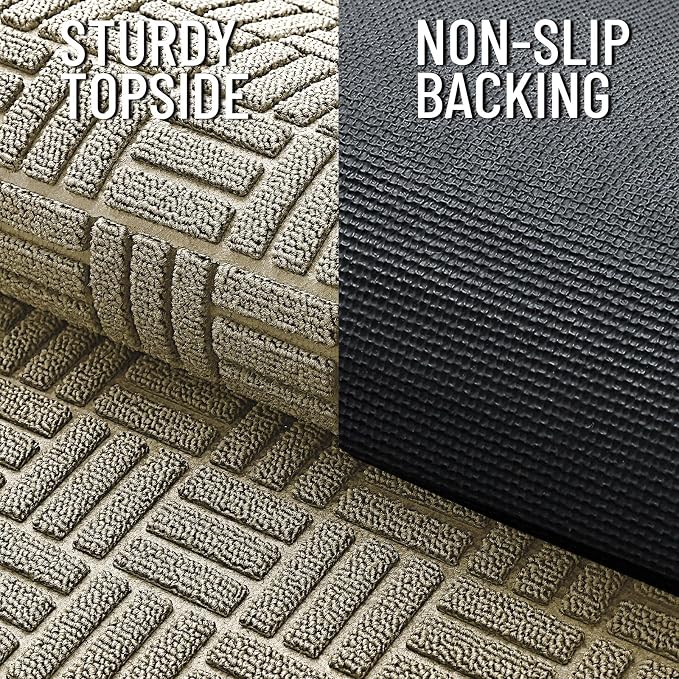 OLANLY Front Door Mat Outside Entrance 59x23, Heavy Duty Sturdy Natural Rubber