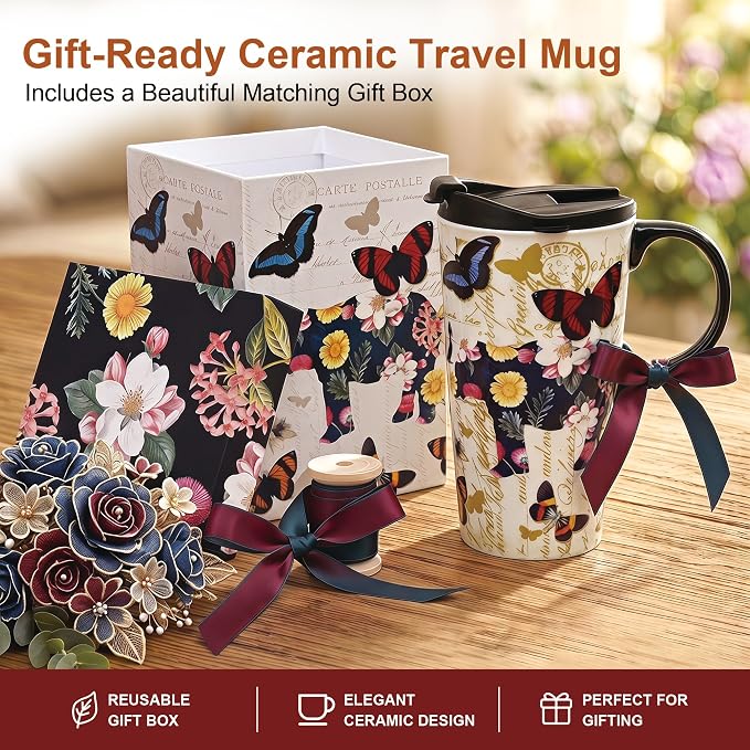 Topadorn 17oz Ceramic Travel Mug