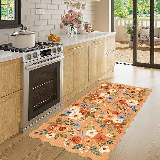DUKINO 2x4 Washable Runner Rugs, Non Slip Floral Print Entryway Rug