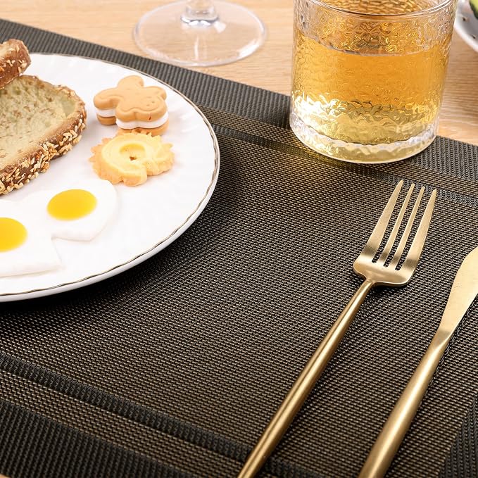 SHACOS Woven Vinyl Placemats Set of 4 Wipe Clean Place Mats