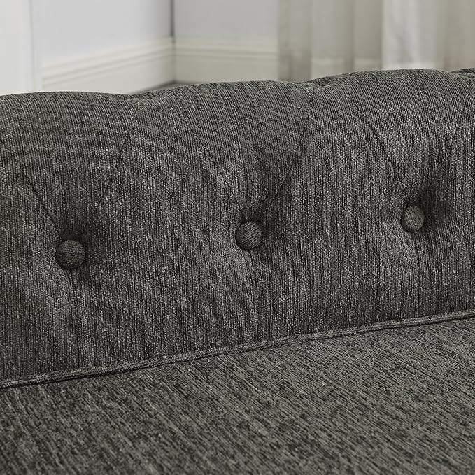 38.9" Elevated Dog Sofa with Button‑Tufted Backrest & Rolled Armrests, Pet Couch Bed with Removable Soft Cushion, Comfortable Upholstery Raised Dog Bed with Thick Padding for Living Room,Bedroom