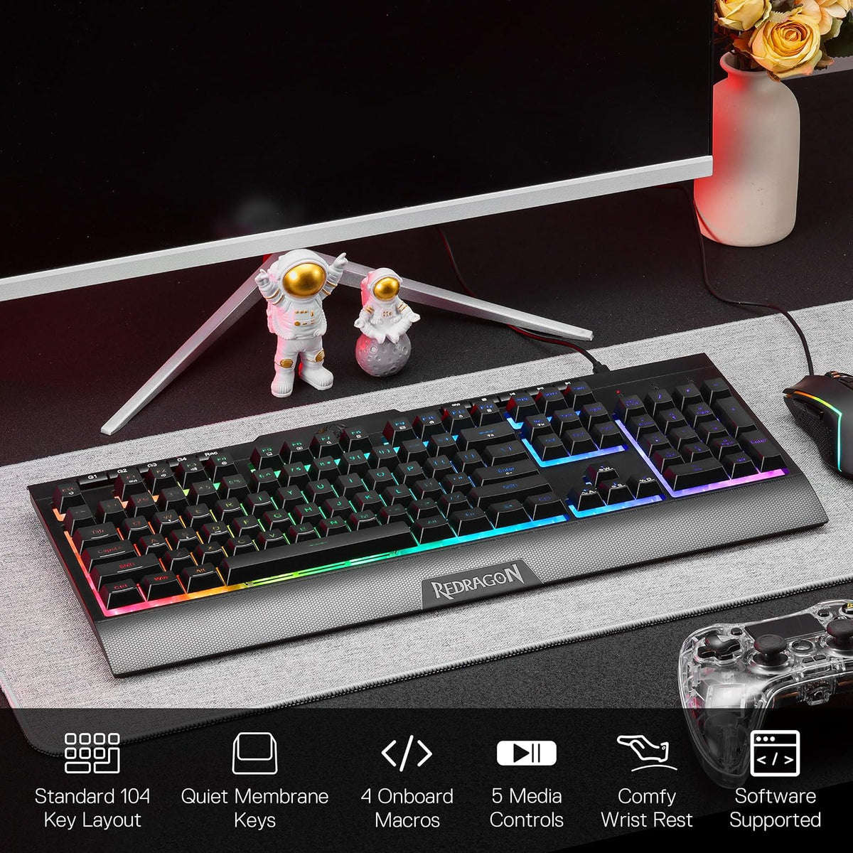 Redragon S151 Combo, K525 Membrane Gaming Keyboard + M616 10000 DPI Mouse