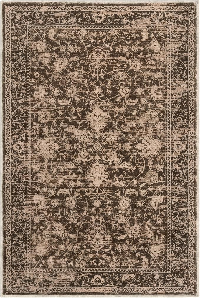 KILOCOCO Area Rug 5x7 Living Room Rug Washable Printed Vintage Floral Non Slip
