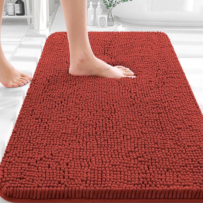 OLANLY Bathroom Rugs 30x18, Extra Soft Absorbent Chenille Bath Rugs, Rubber