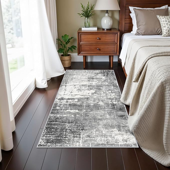 Abstract 2x4 Entryway Area Rugs: Washable Water Resistant Kitchen Rug Non-Slip