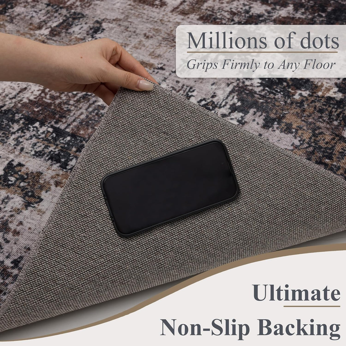 Sasttie 3x5 Entryway Area Rug, Modern Abstract Small Carpet, Black & Brown