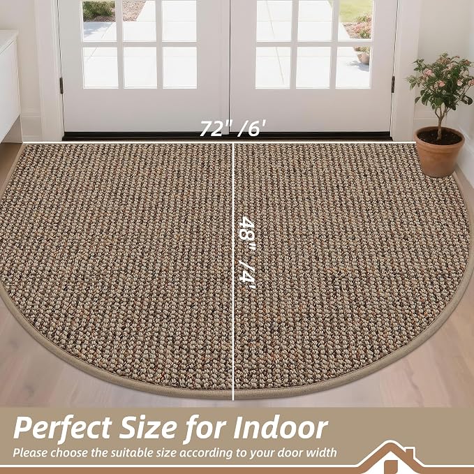 BEQHAUSE Dirt Trapper Door Mat 48" x 72" Half Circle Non Slip Washable Doormats